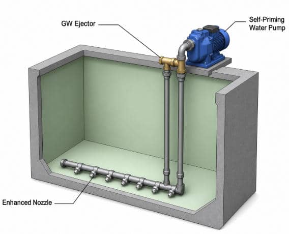 Dry installation of self-priming pump